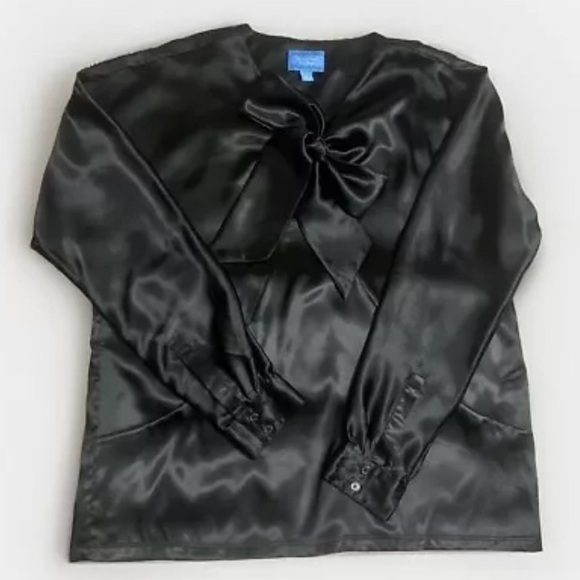 Simply Vera Vera Wang Tops - Simply Vera (Vera Wang) black tie neck satin-like blouse